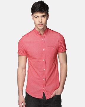 regular fit mandarin neck shirt