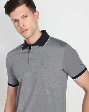 regular fit mercerised polo t-shirt with logo embroidery