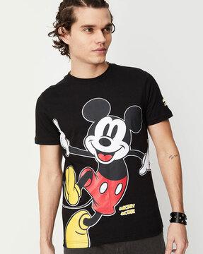 regular fit micky mouse print crew-neck t-shirt