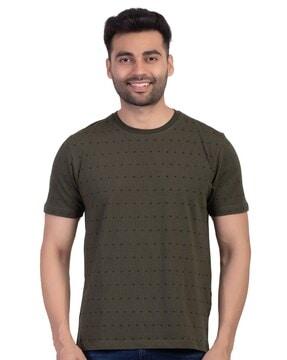 regular fit micro print crew-neck t-shirt