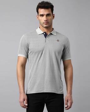 regular fit micro print polo t-shirt