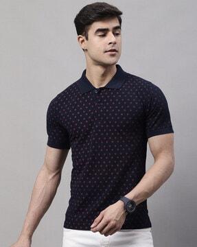 regular fit micro-print polo t-shirt