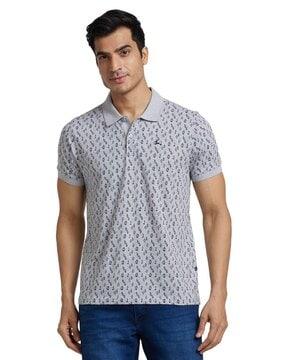 regular fit micro-print polo t-shirt