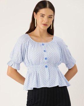 regular fit micro printed top