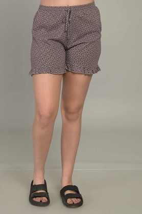 regular fit mid thigh cotton women's casual wear shorts - grey