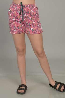 regular fit mid thigh cotton women's casual wear shorts - pink