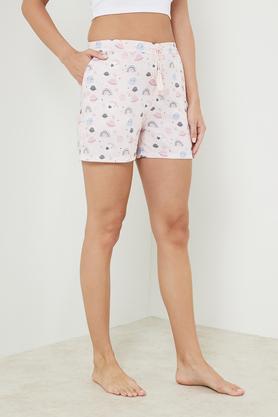 regular fit mid thigh rayon 's casual wear shorts - nude