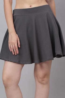 regular fit mini polyester women's casual wear skirt - grey