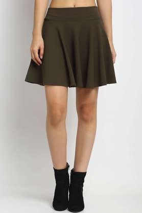 regular fit mini polyester women's casual wear skirt - olive