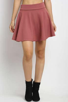 regular fit mini polyester women's casual wear skirt - peach