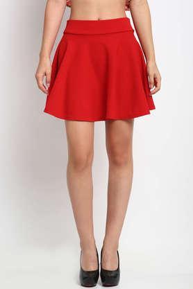 regular fit mini polyester women's casual wear skirt - red