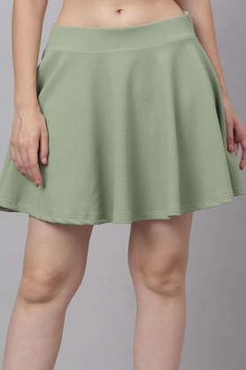 regular fit mini polyester women's casual wear skirt - sea green