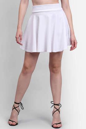 regular fit mini polyester women's casual wear skirt - white