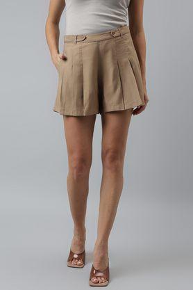 regular fit mini polyester women's casual wear skorts - natural
