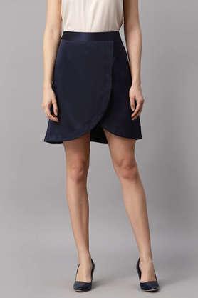 regular fit mini satin women's casual wear skirt - navy