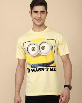 regular fit minions print crew-neck t-shirt