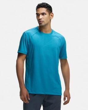 regular fit mv15 microfiber fabric breathable mesh round-neck half sleeve t-shirt with stay fresh treatment