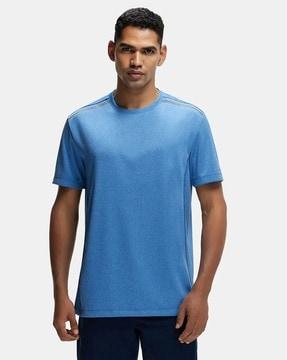 regular fit mv35 recycled microfiber elastane stretch breathable mesh round-neck half sleeve t-shirt with stay fresh treatment