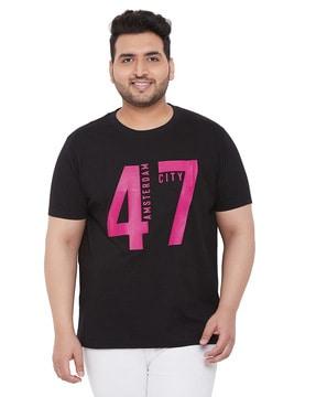 regular fit numeric print crew-neck t-shirt