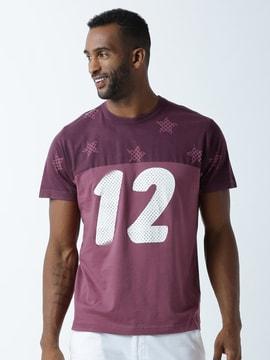 regular fit numeric print crew-neck t-shirt