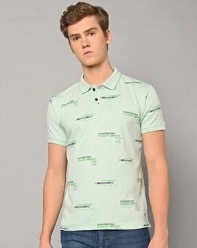 regular fit numeric print polo t-shirt