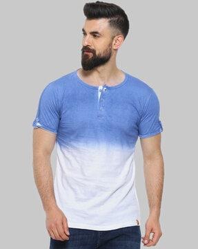 regular fit ombre-dyed henley t-shirt