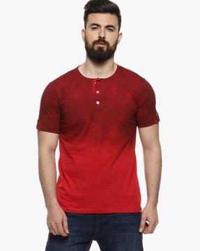 regular fit ombre-dyed henley t-shirt