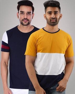 regular fit pack of 2 colourblock t-shirt