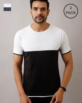 regular fit pack of 2 colourblock t-shirt