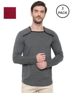 regular fit pack of 2 full sleeves t-shirt