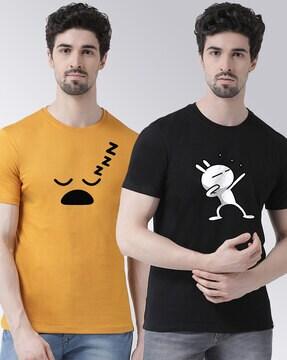 regular fit pack of 2 graphic crew-neck t-shirts