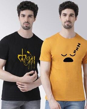 regular fit pack of 2 graphic crew-neck t-shirts