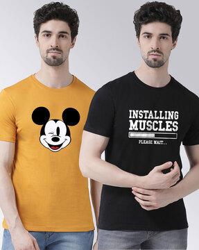 regular fit pack of 2 graphic crew-neck t-shirts