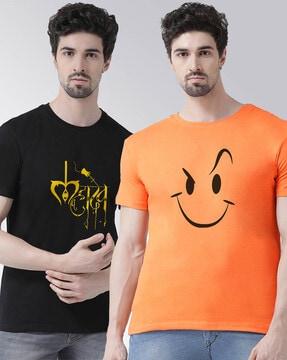 regular fit pack of 2 graphic crew-neck t-shirts