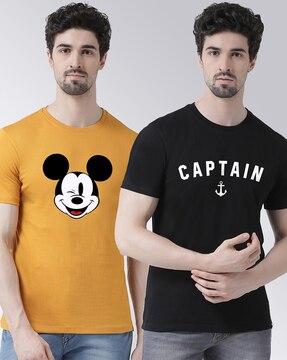 regular fit pack of 2 graphic crew-neck t-shirts