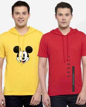 regular fit pack of 2 graphic hooded t-shirts