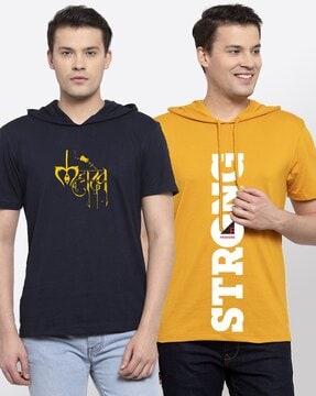 regular fit pack of 2 graphic hooded t-shirts