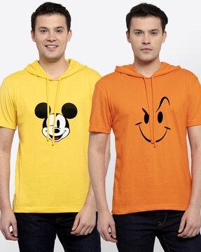 regular fit pack of 2 graphic hooded t-shirts