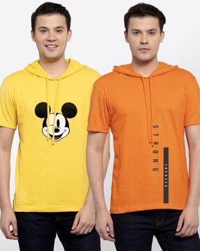 regular fit pack of 2 graphic hooded t-shirts