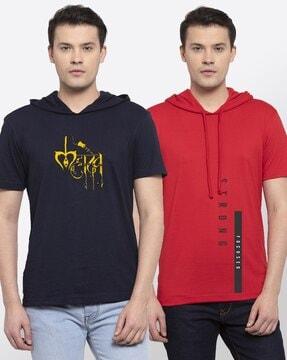 regular fit pack of 2 graphic hooded t-shirts