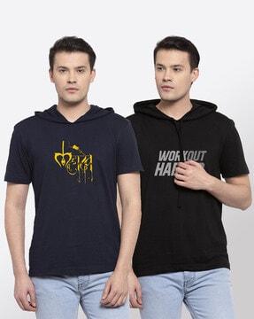 regular fit pack of 2 graphic hooded t-shirts