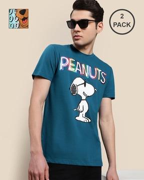 regular fit pack of 2 graphic print crew-neck t-shirt