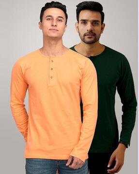 regular fit pack of 2 henley t-shirts