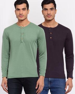 regular fit pack of 2 henley t-shirts