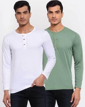 regular fit pack of 2 henley t-shirts