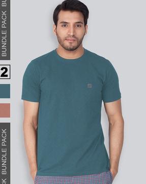 regular fit pack of 2 logo print crew-neck t-shirts
