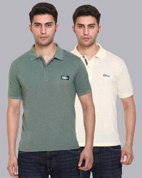 regular fit pack of 2 polo t-shirt with ribbed hems