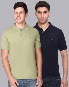 regular fit pack of 2 polo t-shirt with ribbed hems