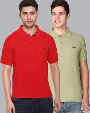 regular fit pack of 2 polo t-shirt with ribbed hems