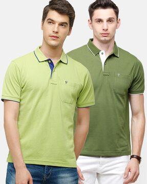 regular fit pack of 2 polo t-shirts with patch pocket